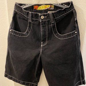 JNCO Shorts 101 Twin Cannon Shorts. 14" Inseam. Jet Black.